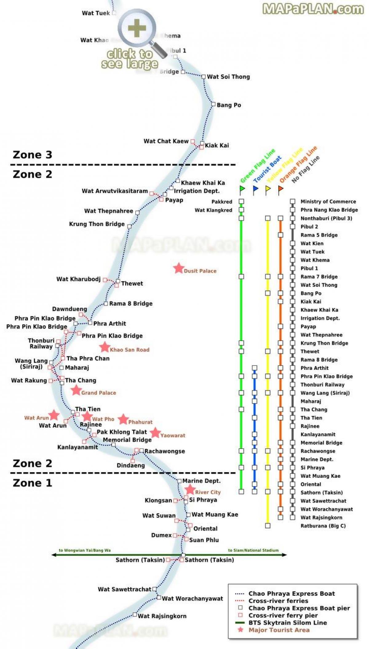 bangkok rivier ferry kaart