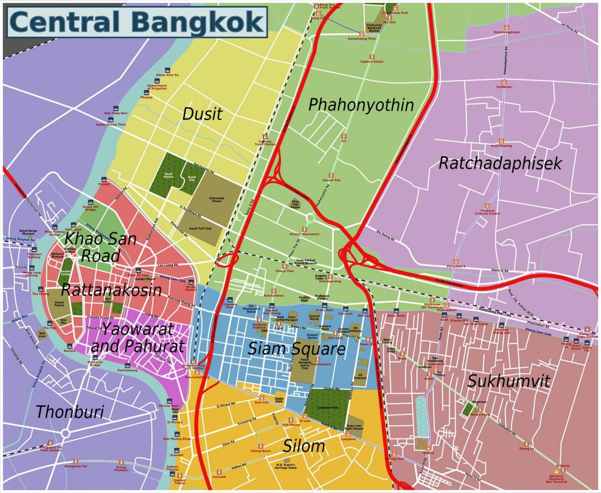 gebiede van bangkok kaart