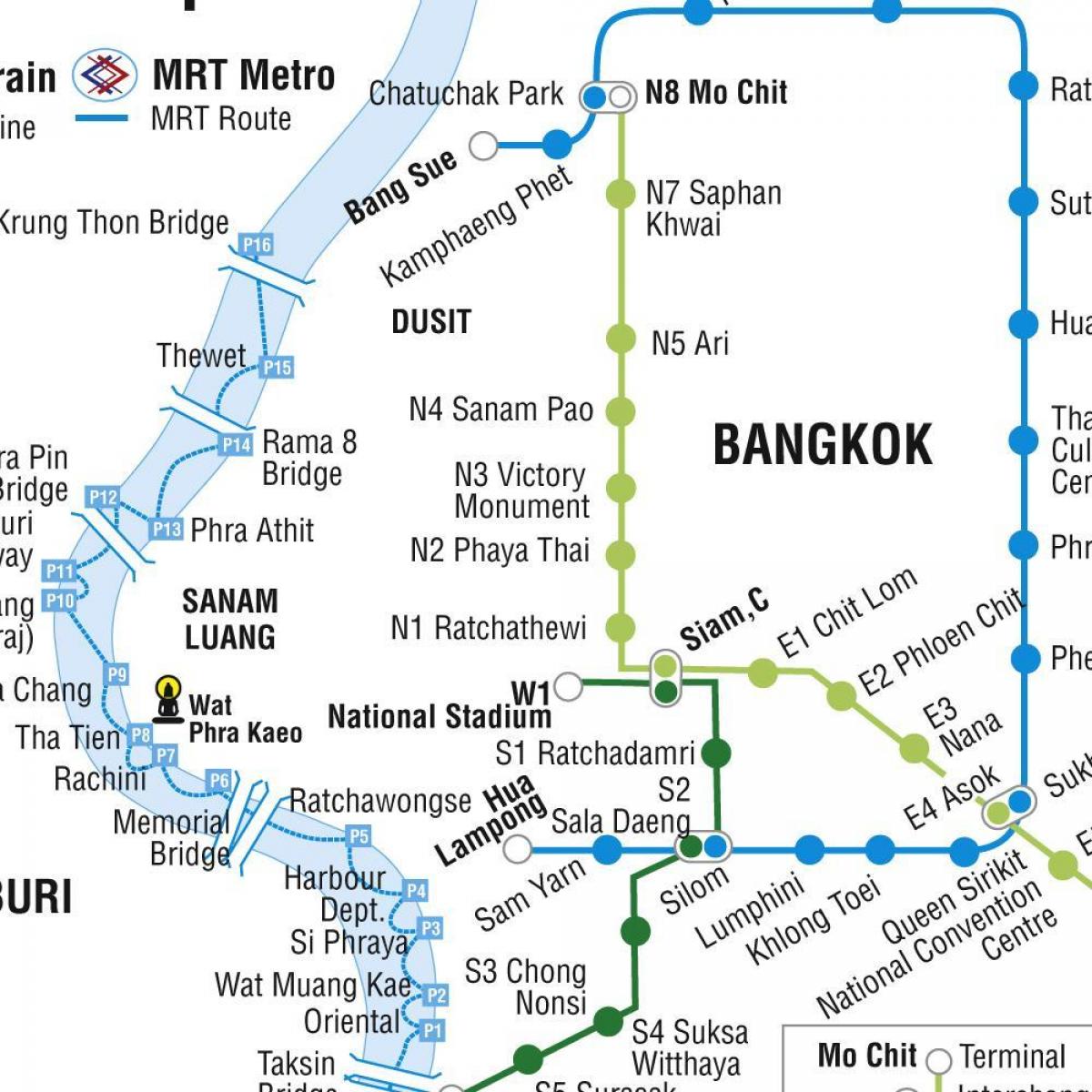 kaart van bangkok metro en skytrain