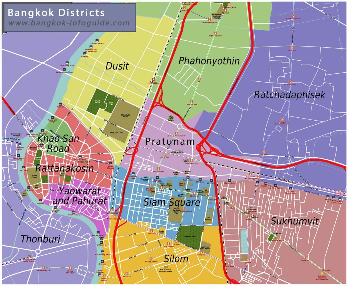 kaart van bangkok en omliggende gebiede