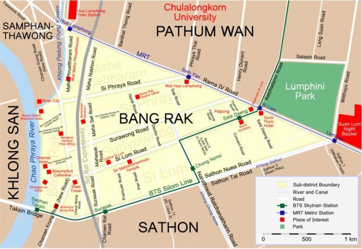 kaart van bangkok rooi lig distrik