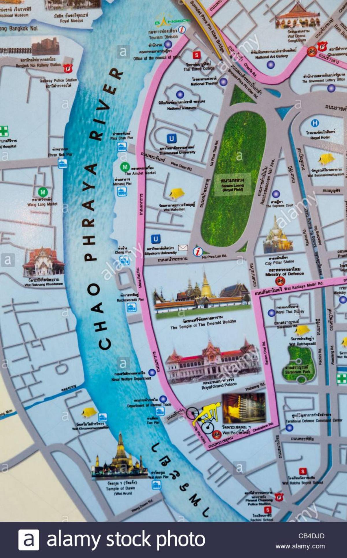 bangkok kaart met toerisme-aantreklikhede