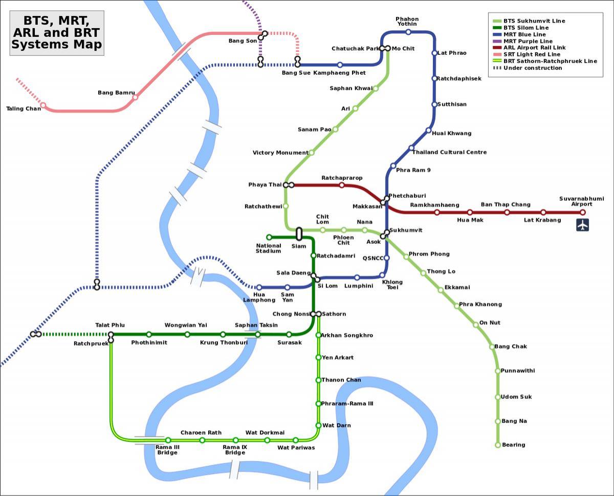 lughawe rail link kaart bangkok