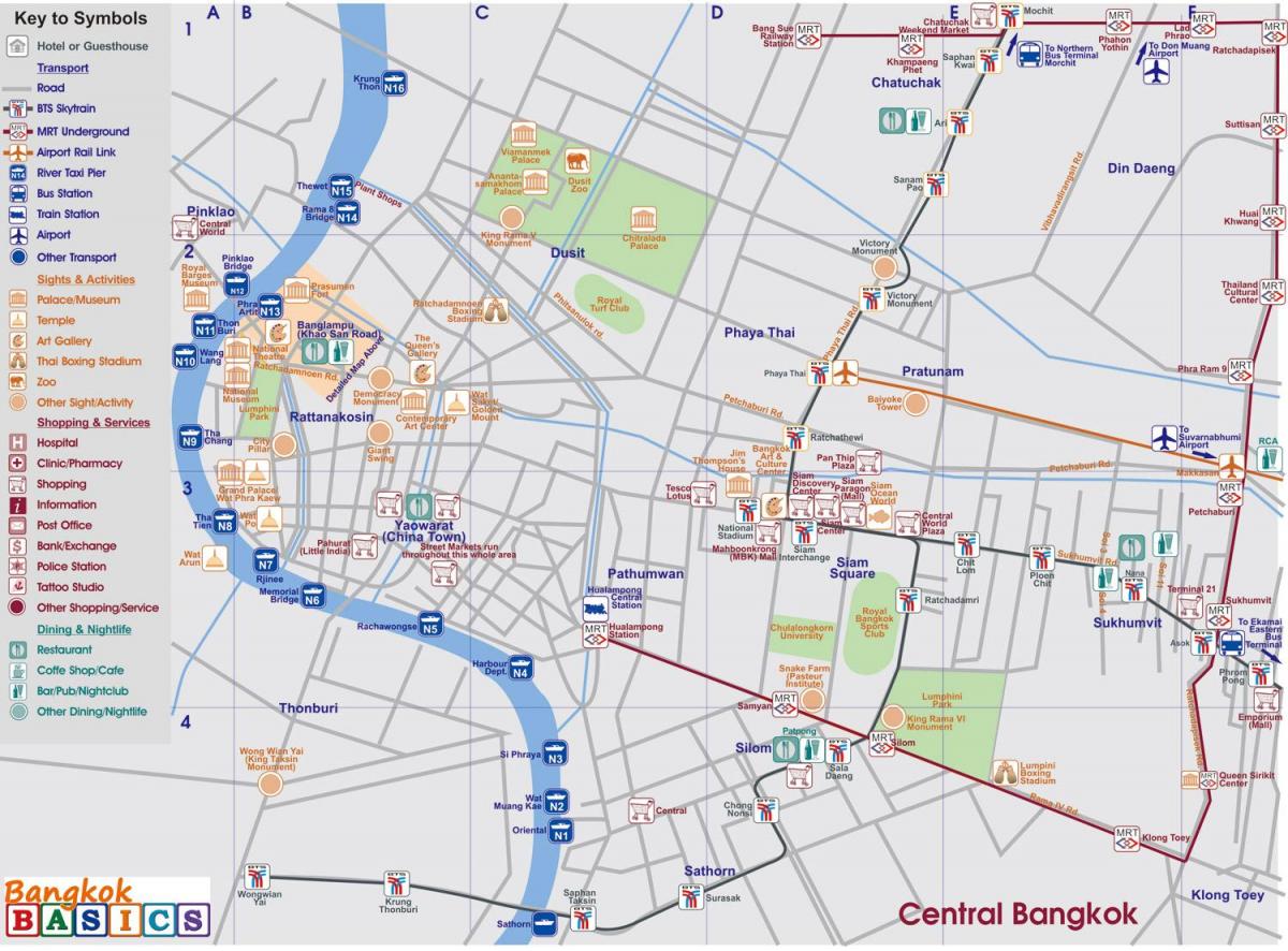 kaart van die sentrale bangkok