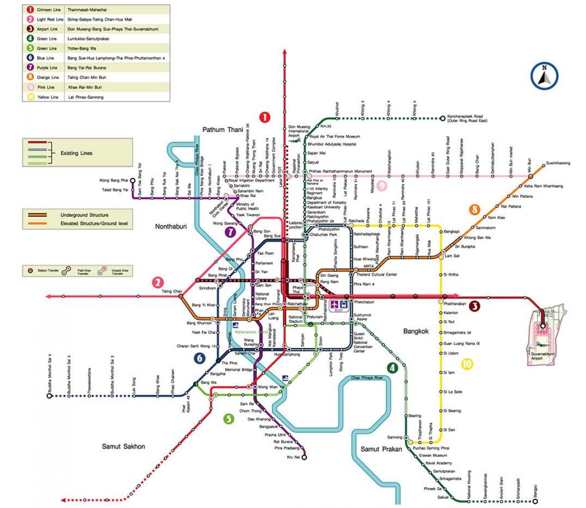 bangkok metro stasie kaart