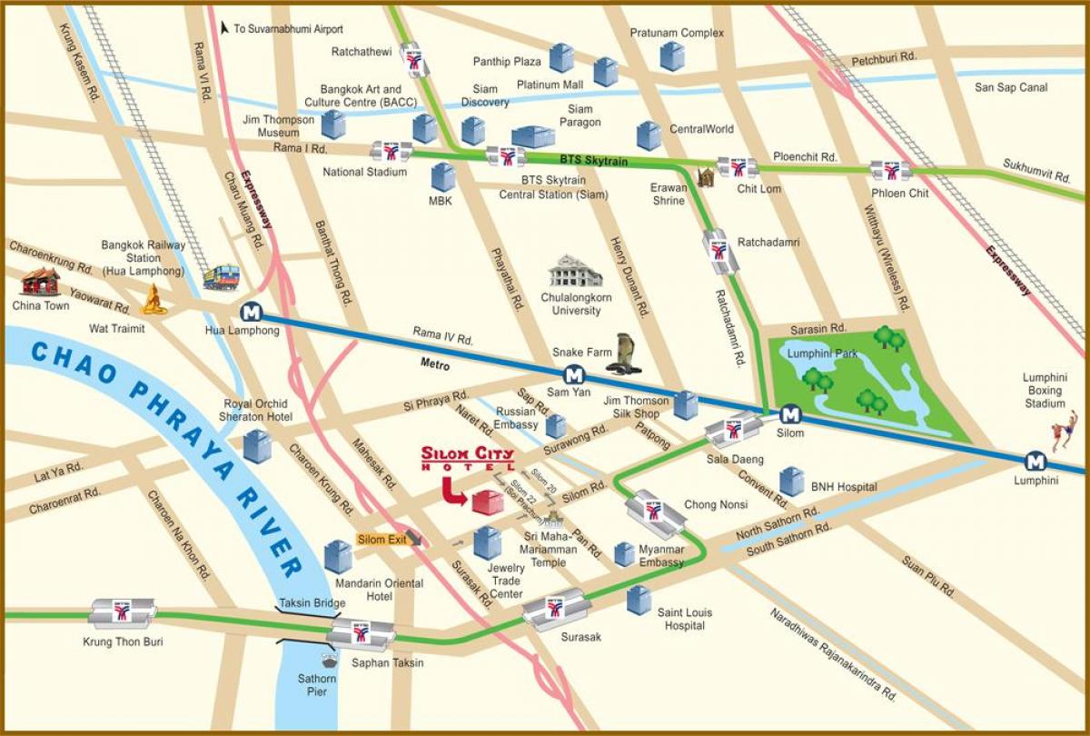 kaart van die rivier stad bangkok