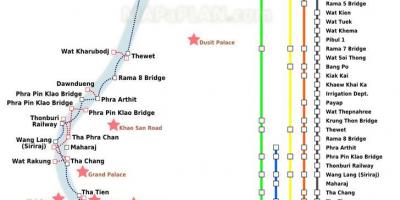Bangkok rivier ferry kaart