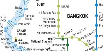 Kaart van bangkok metro en skytrain